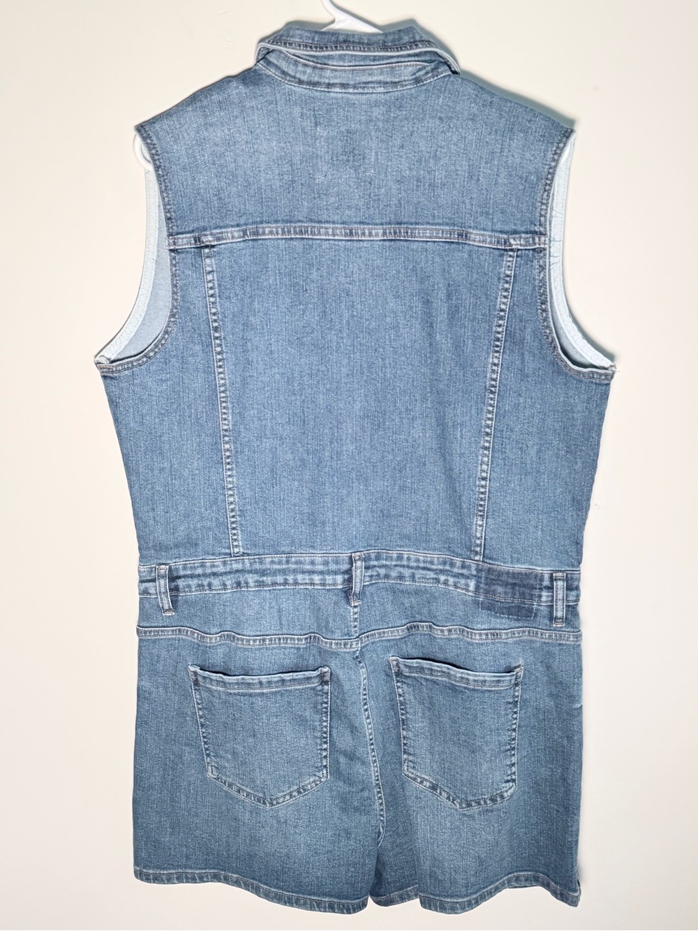 Kensie Light Blue Denim Sleeveless Shortalls - Picture 6 of 11